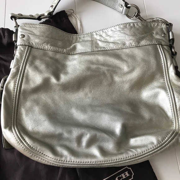 Coach: Zoe Metallic Leather Hobo Bag - Picture 4 of 8